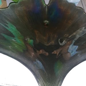 Set of 3 Colored Glass Vintage Shell Shaped Platters